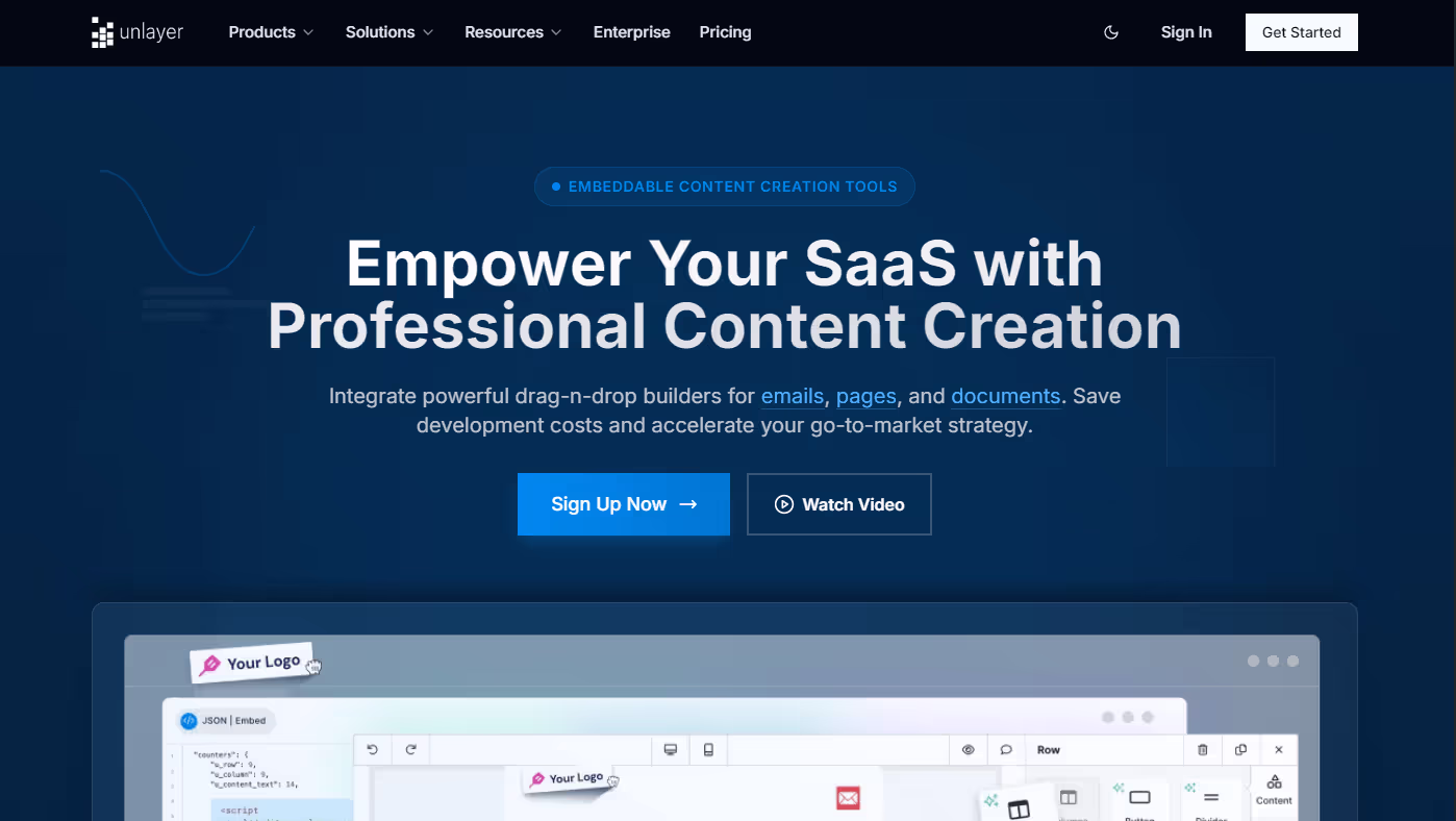 Unlayer email platform website built in Webflow