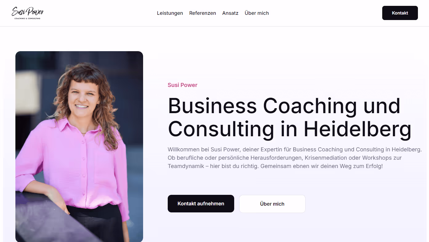 Susi Power business coaching website built in Webflow