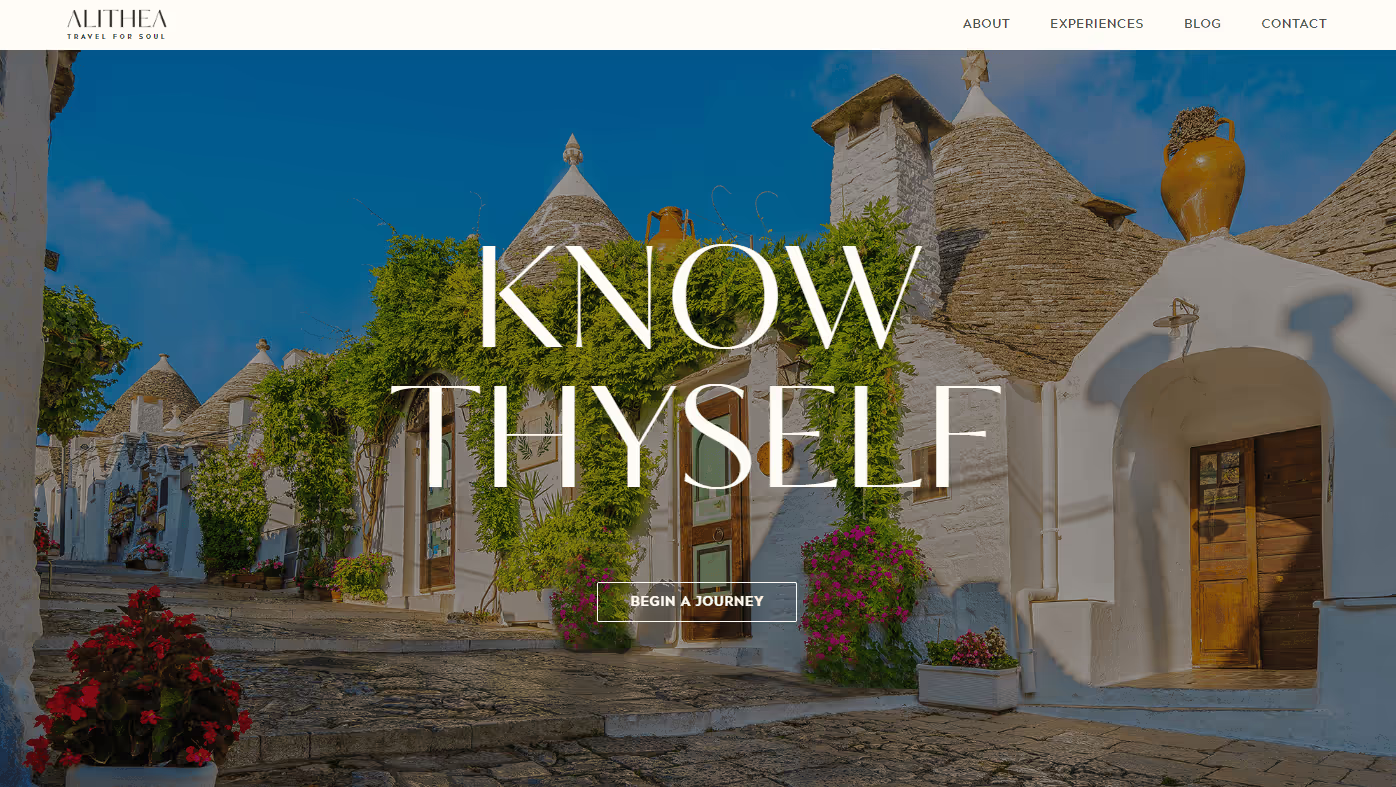 Alithea Travel website built in Webflow