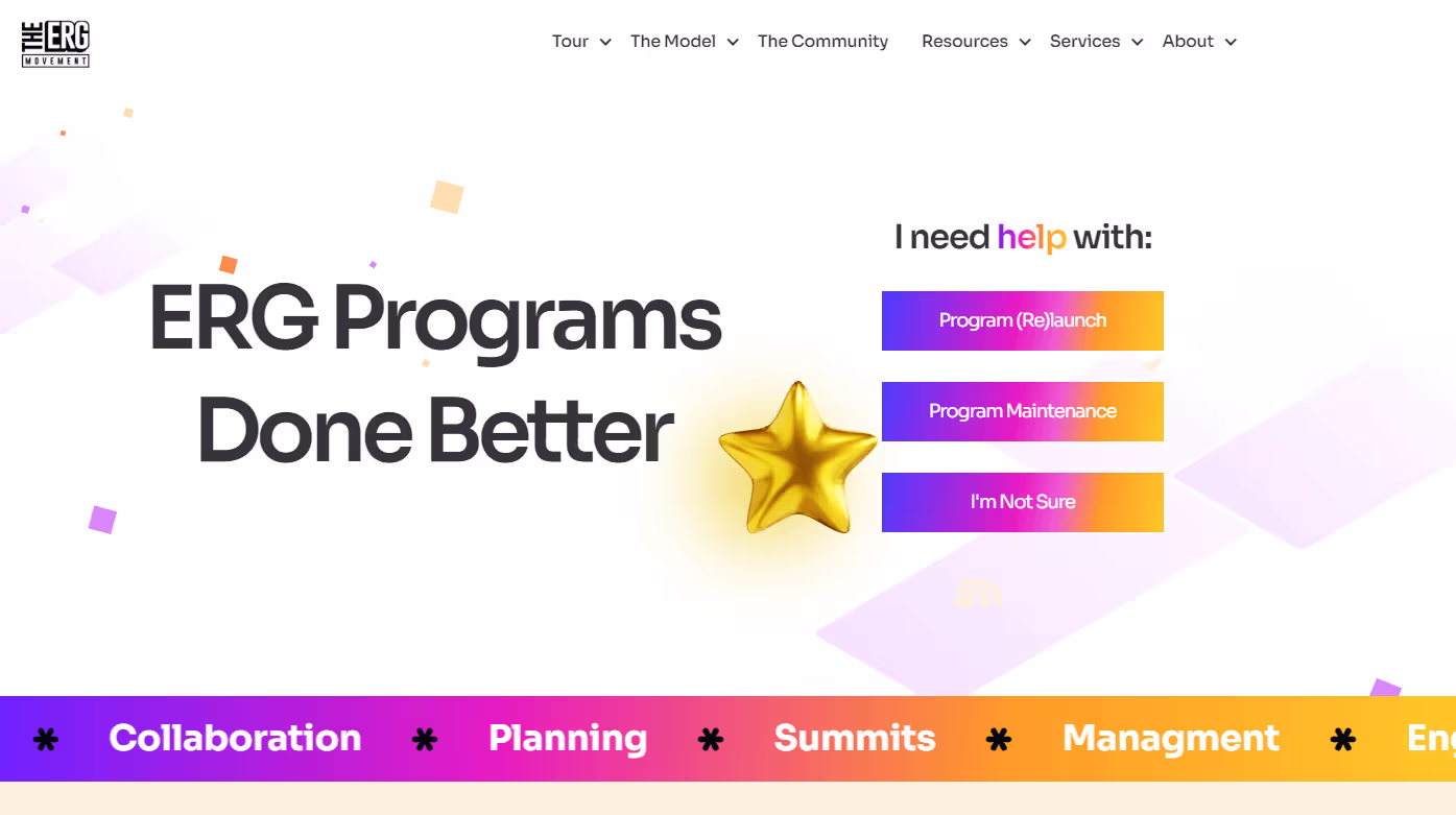 The ERG Movement website built in Webflow