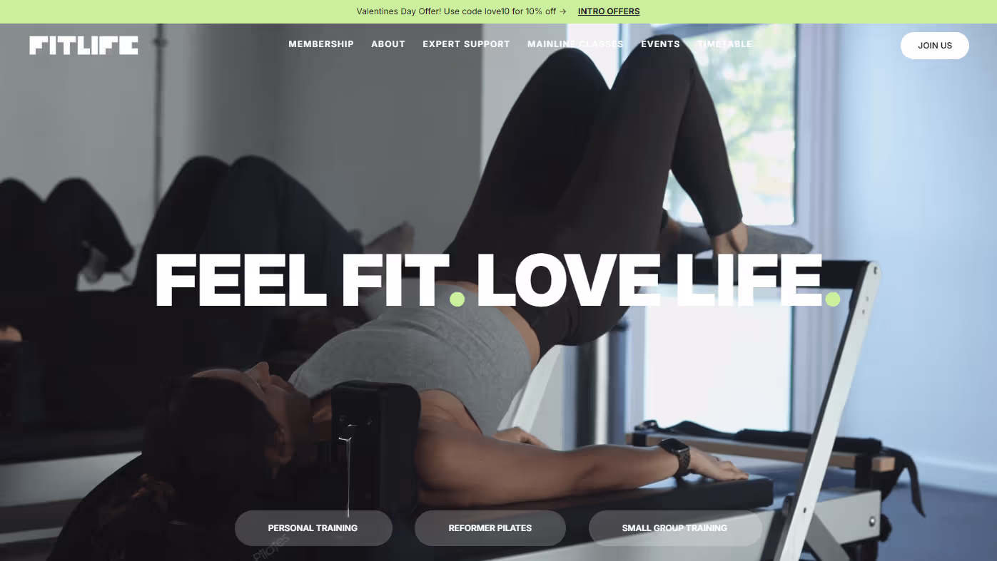 FitLife website built in Webflow