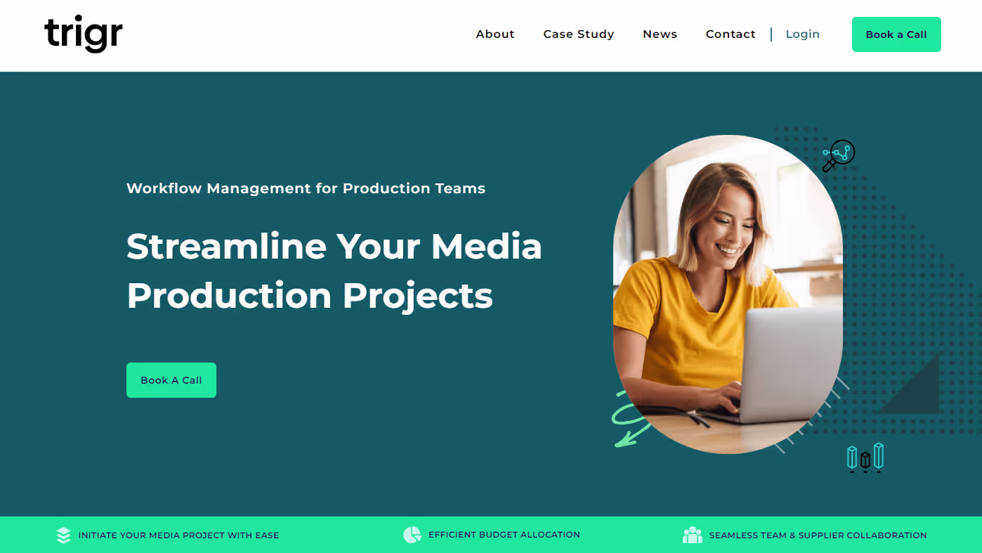 TRIGR workflow platform website built in Webflow