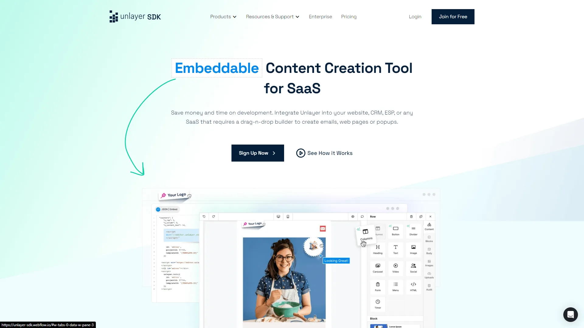 Unlayer website preview
